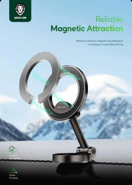 هولدر گوشی موبایل گرین لاین مدل MagHold 360 Car Mount نصب آسان روی داشبورد با قابلیت تا شدن