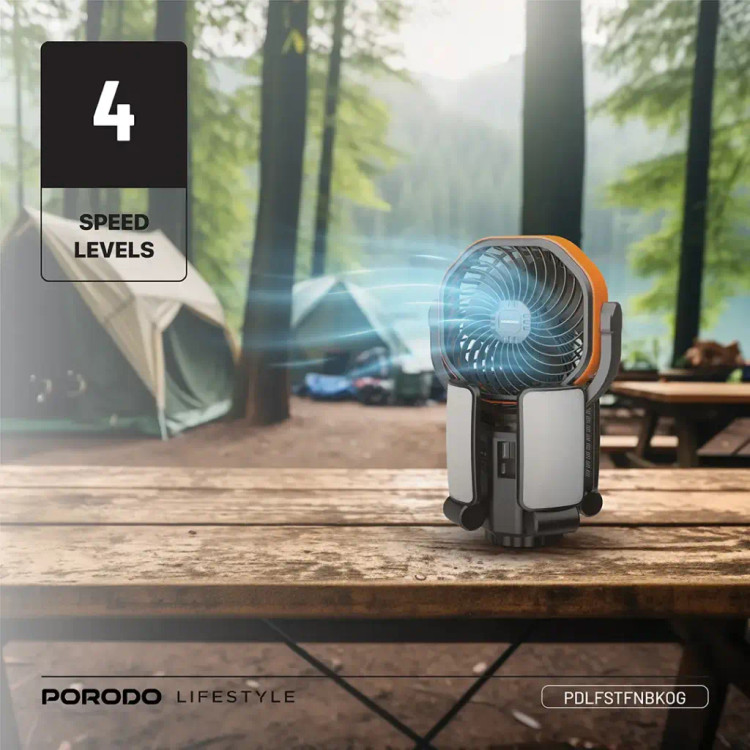 پنکه شارژی و پاوربانک خورشیدی پرودو 4 سطح سرعت