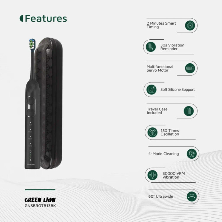 ویژگیهای مسواک برقی هوشمند گرین لاین مدل Smart Brush 60° Ultrawide