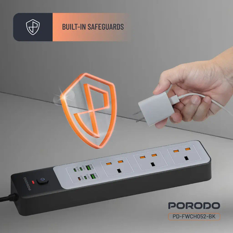 چندراهی با 3 سوکت پرودو مدل Power Strip دارای کلید ایمنی