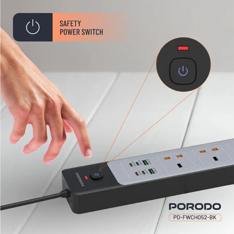 چندراهی با 3 سوکت پرودو مدل Power Strip با کلید پاور
