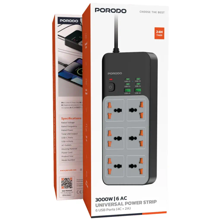 پک چندراهی با 6 سوکت پرودو مدل Power Strip