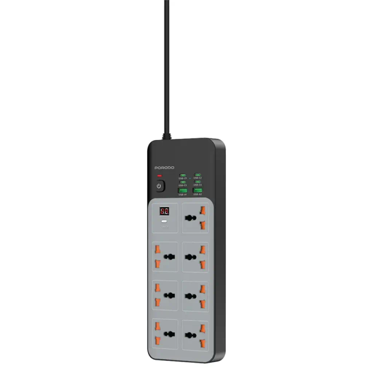 چندراهی برق پرودو 3000 وات 7 کاره مدل Universal Power Strip with 6 USB Ports
