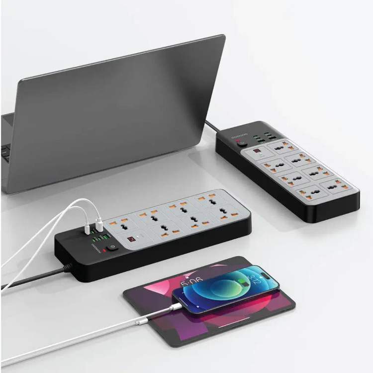 کاربرد چندراهی برق پرودو 3000 وات 7 کاره مدل Universal Power Strip with 6 USB Ports