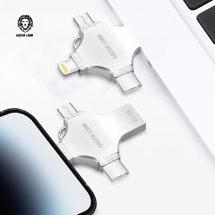 فلش درایو چهارکاره گرین لاین ظرفیت 64 گیگابایت قابل استفاده روی لپ تاپ