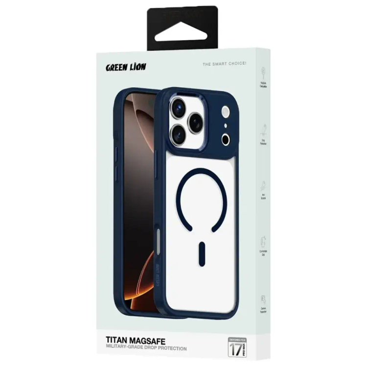 پک قاب مگسیف آیفون 17 پرو / 17 پرو مکس گرین لاین مدل Titan MagSafe سورمه ای
