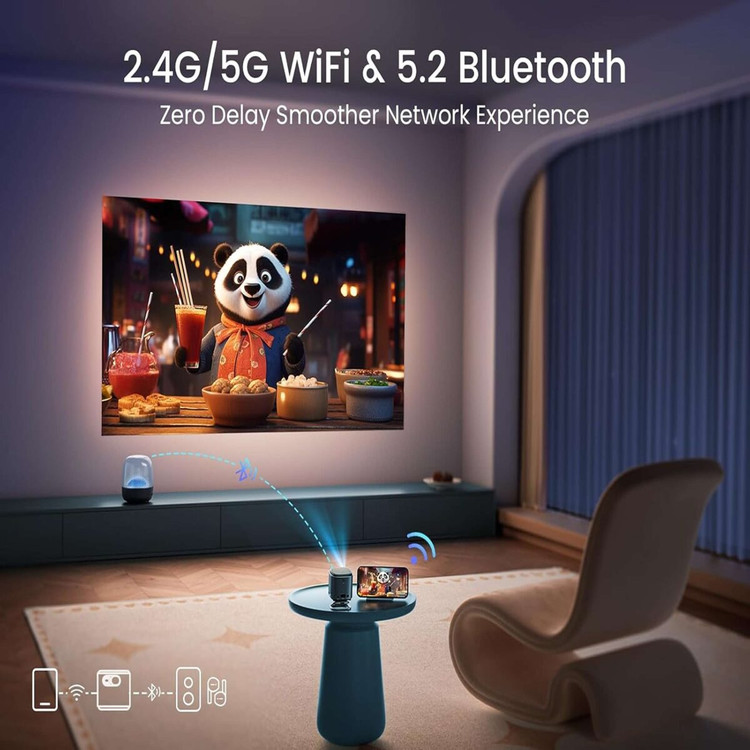 مینی پروژکتور جیبی WiMiUS Q2 Pro اورجینال – اندروید، WiFi 6 و بلوتوث 5.2، DLP، 1080p قابل اتصال به وایفای و بلوتوث