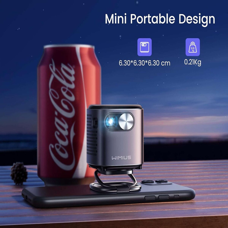 مینی پروژکتور جیبی WiMiUS Q2 Pro اورجینال – اندروید، WiFi 6 و بلوتوث 5.2، DLP، 1080p پرتابل