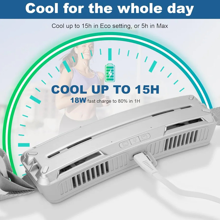 پنکه خنککننده کمری شارژی F79 | پنکه پوشیدنی بدن با باتری 5000mAh شارژدهی تا 15 ساعت