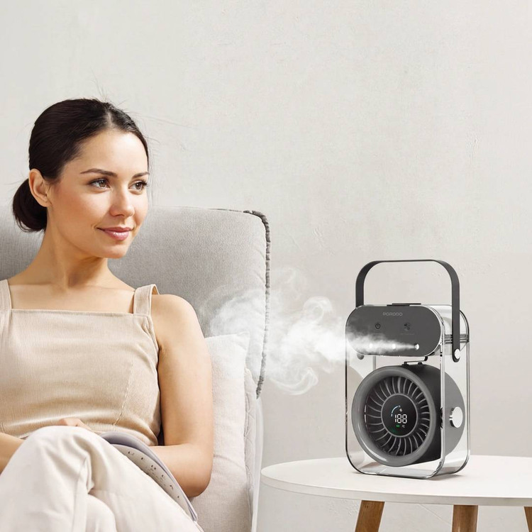 پنکه شارژی رطوبتساز پرودو مدل PDLFSTZH26 | Mist Fan قابل حمل با نمایشگر دیجیتال رومیزی
