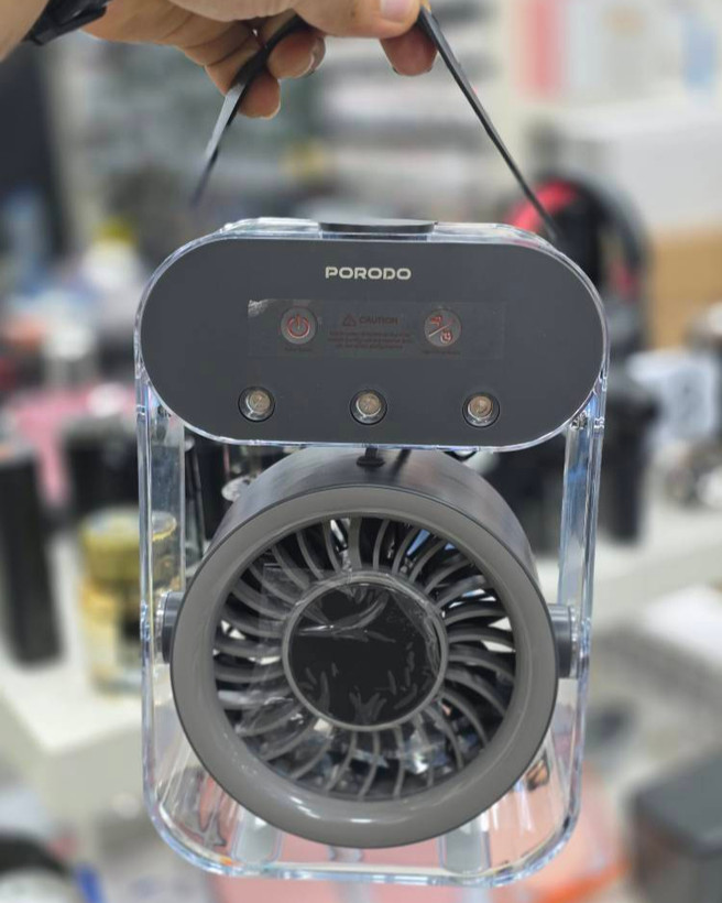 پنکه شارژی رطوبتساز پرودو مدل PDLFSTZH26 | Mist Fan قابل حمل با نمایشگر دیجیتال با بند قابل حمل