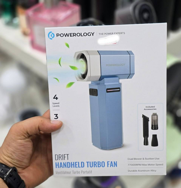 پک مینی جارو و دمنده شارژی پاورولوژی مدل Drift Handheld Turbo Fan | جارو شارژی چندکاره خودرو