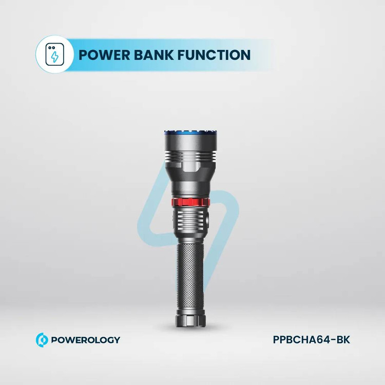 چراغ قوه شارژی پاورولوژی مدل PPBCHA64-BK چراغ قوه کمپینگ با پاوربانک
