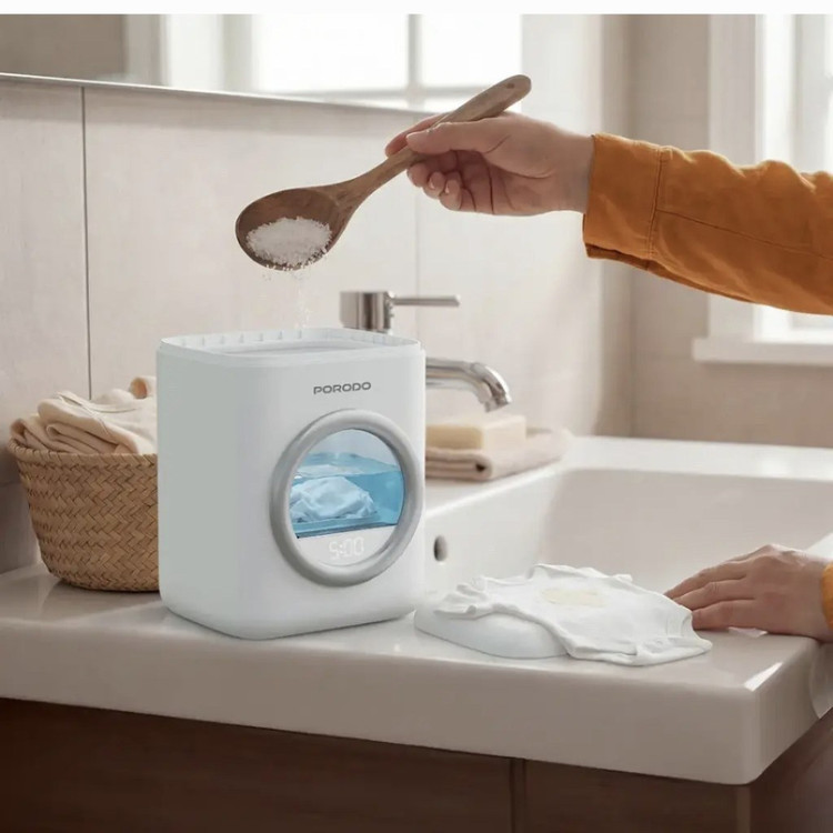 مینی لباسشویی شارژی پرودو مدل Launder PDLFSTBPM9 | ماشین لباسشویی پرتابل مسافرتی با قابلیت ضدعفونی با نمک