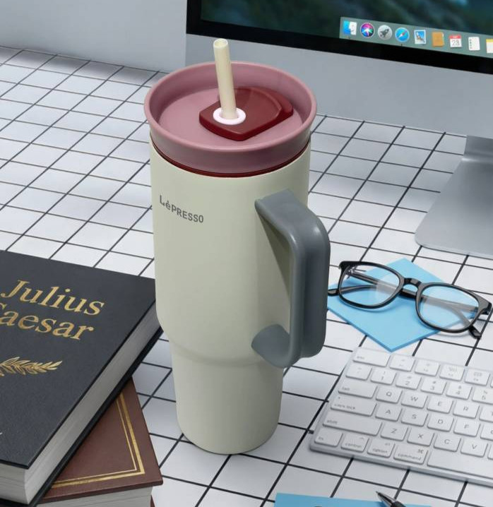 ماگ مسافرتی عایقدار لپرسو مدل QuirkSip Insulated Tumbler | تراول ماگ ۱۲۰۰ میلیلیتری رنگ کرمی