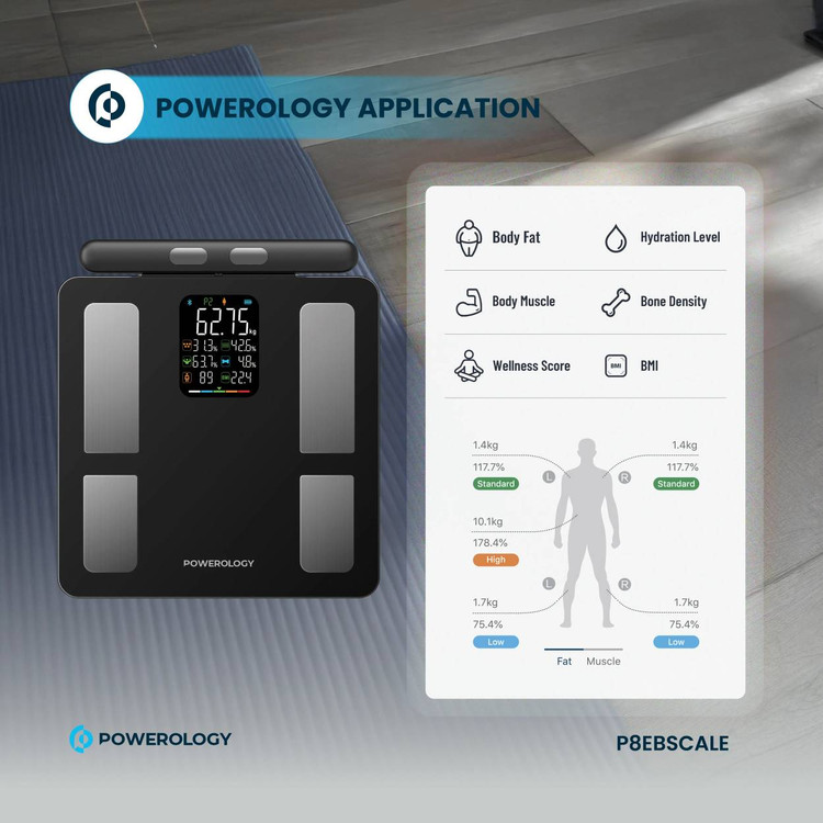 ترازو هوشمند پاورولوژی مدل P8EBSCALE | ترازو آنالیز بدن با ۸ الکترود با اپلیکیشن