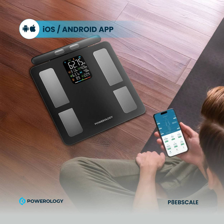 ترازو هوشمند پاورولوژی مدل P8EBSCALE | ترازو آنالیز بدن با ۸ الکترود با اپلیکیشن اندروید و IOS