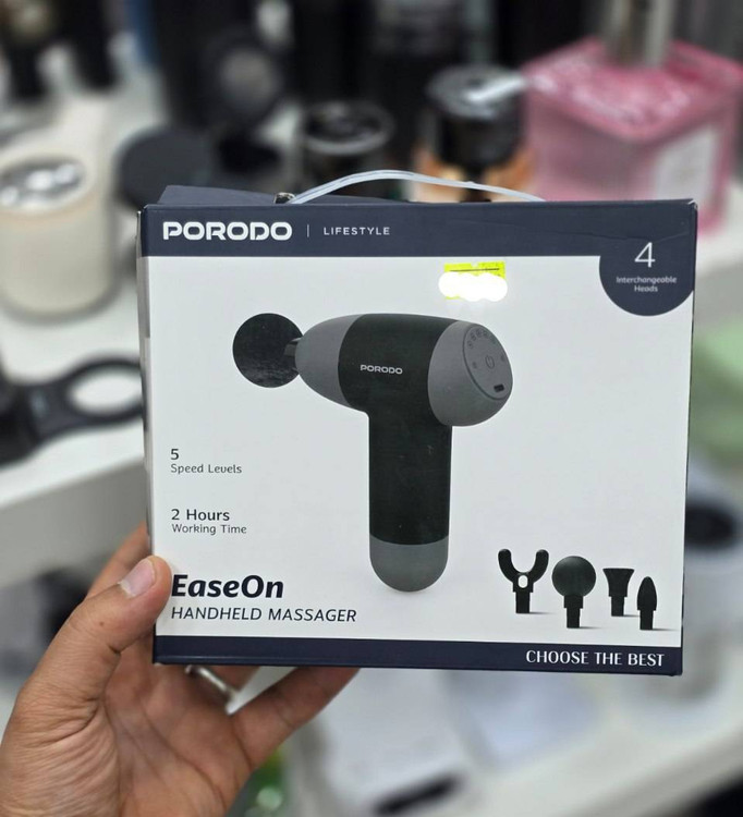 پک ماساژور تفنگی شارژی Porodo EaseOn | ماساژور عضلات با ۴ سری و ۵ سرعت