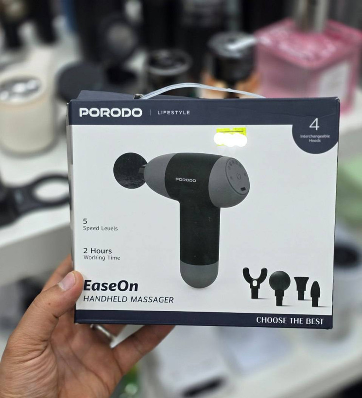 پک ماساژور تفنگی شارژی Porodo EaseOn | ماساژور عضلات با ۴ سری و ۵ سرعت