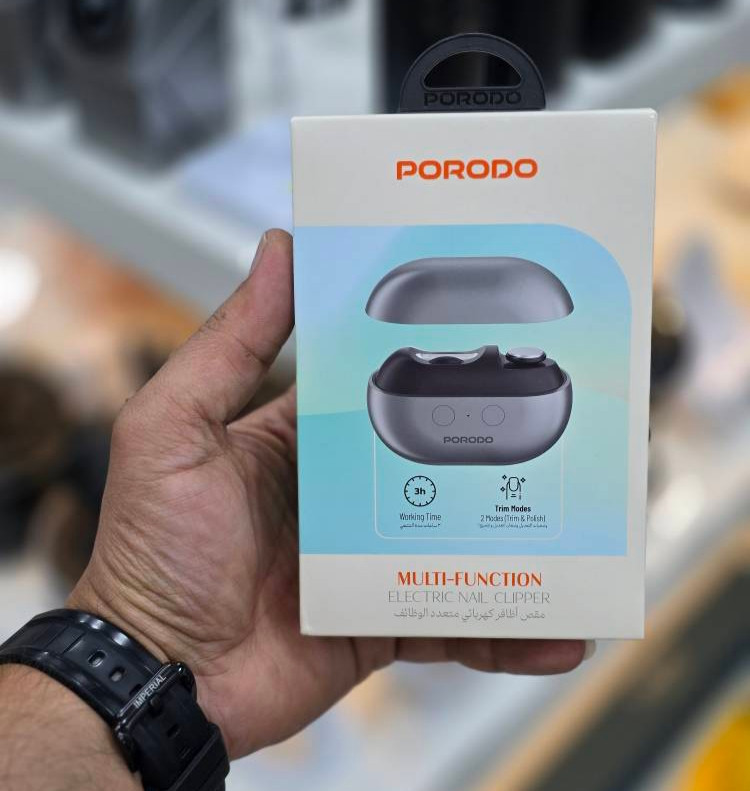 پک ناخن گیر شارژی هوشمند Porodo با سوهان برقی و مخزن جمعآوری ناخن رنگ مشکی