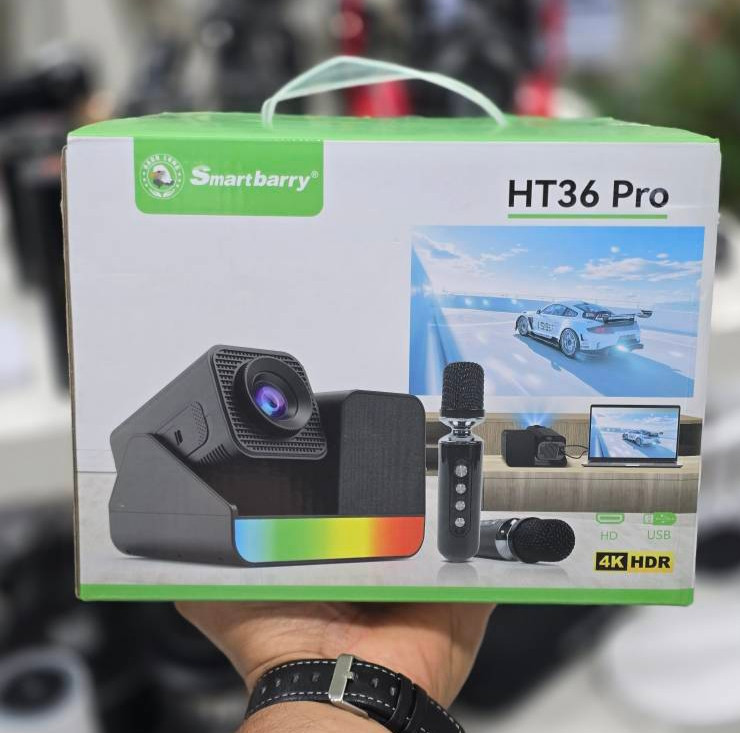 پک محصول پروژکتور هوشمند Smartbarry HT36 PRO | اندروید 11، پشتیبانی از 4K، همراه با 2 میکروفون
