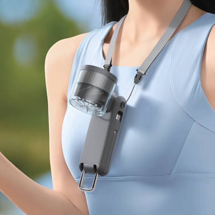 فن دستی شارژی Porodo Chillo Volt مدل SM102 | خنککننده نیمههادی، پاوربانک و تاشو با بند آویز