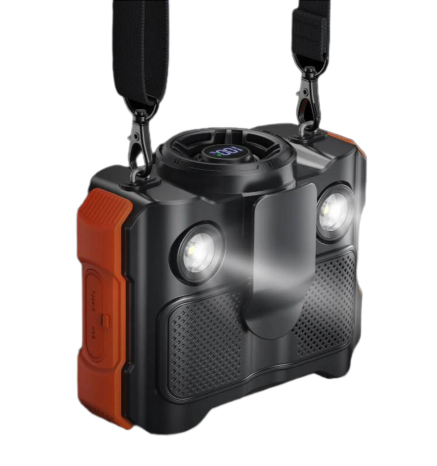 فن کمری و گردنی شارژی Porodo Lifestyle مدل W50 | اسپیکر بلوتوث، و چراغ LED