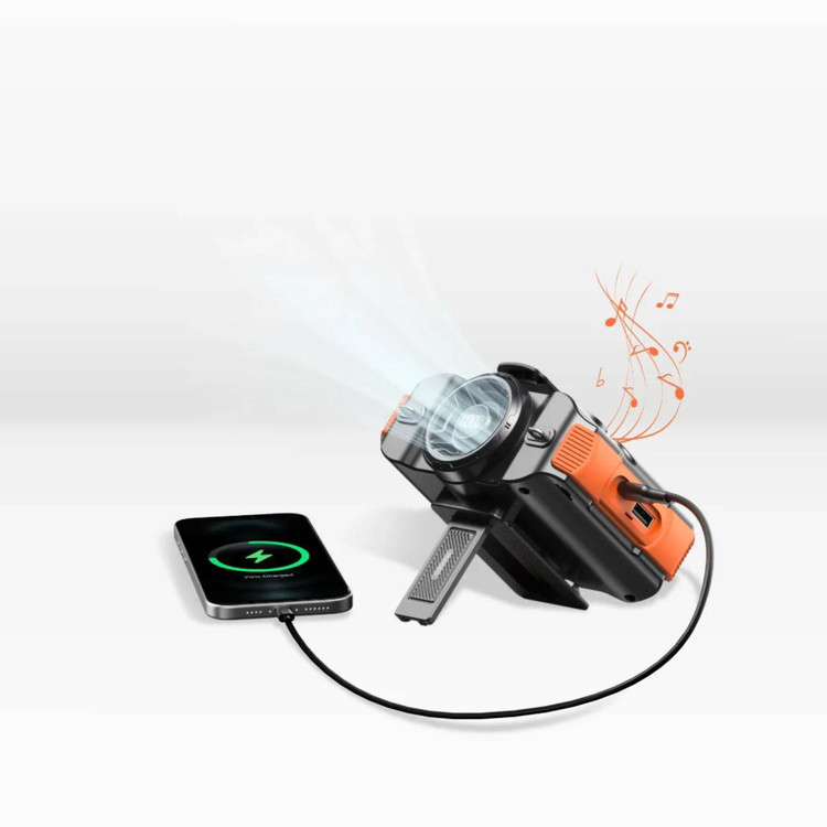 فن کمری و گردنی شارژی Porodo Lifestyle مدل W50 اسپیکر بلوتوث، پاوربانک و چراغ LED