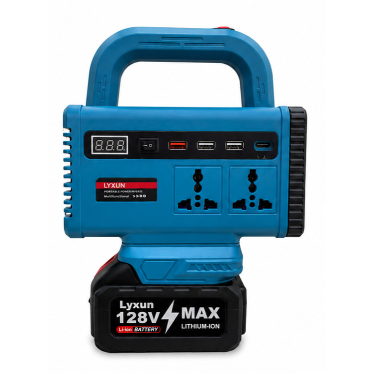 اینورتر شارژی هوشمند LYXUN مدل 220V دستهدار با 2 باتری 10 سلولی آبی