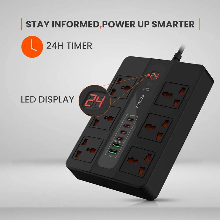 چندراهی برق و هاب شارژر هوشمند پوردو با کابل ۳ متری با نشانگر LED