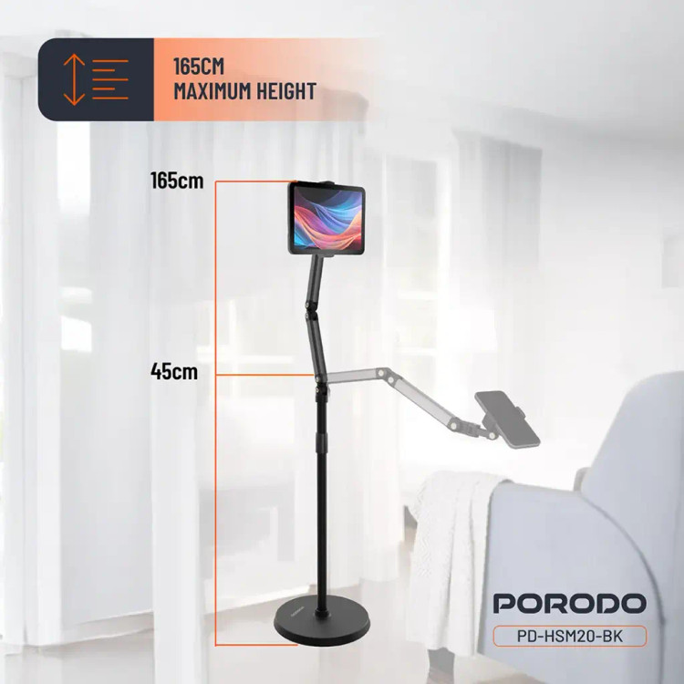 پایه نگهدارنده موبایل و تبلت پرودو مدل PD-HSM20-BK با قابلیت تنظیم ارتفاع