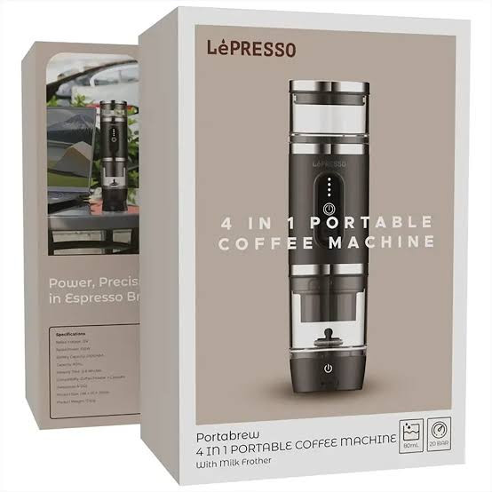 پک اسپرسوساز شارژی مسافرتی ۴ در ۱ لپرسو (LePresso) مدل ۲۰ بار مشکی