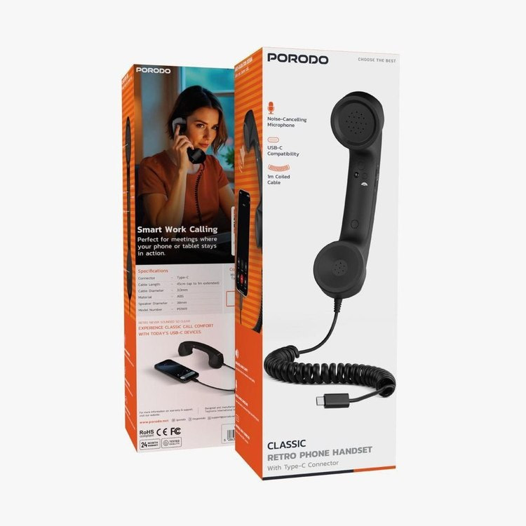 پک گوشی کلاسیک رومیزی پرودو مدل PD569BK با کانکتور Type-C