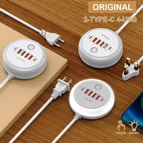 هاب شارژ چندپورتی LED لمسی