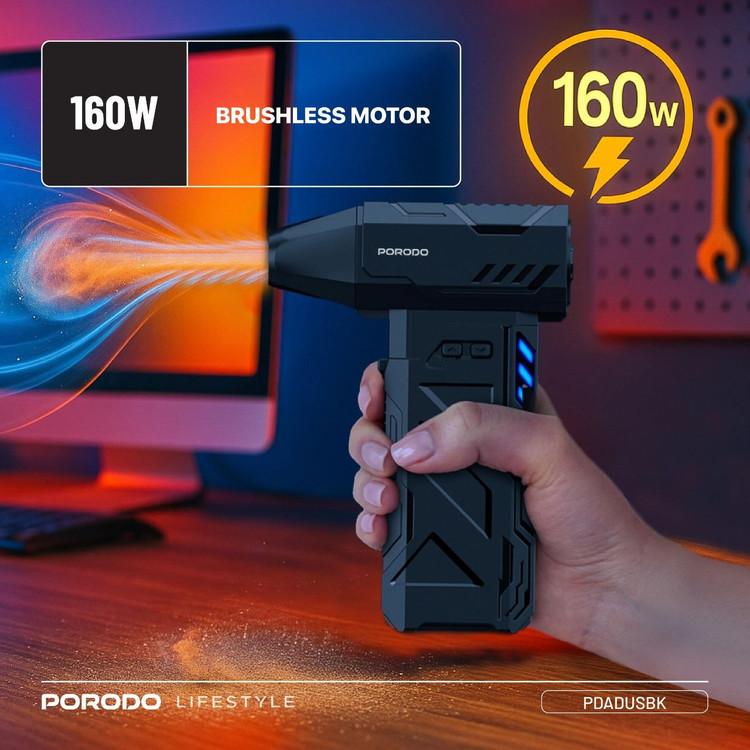 جت فن شارژی و قابل حمل Porodo Lifestyle TurboBlast مدل PDADUS ۱۶۰ وات