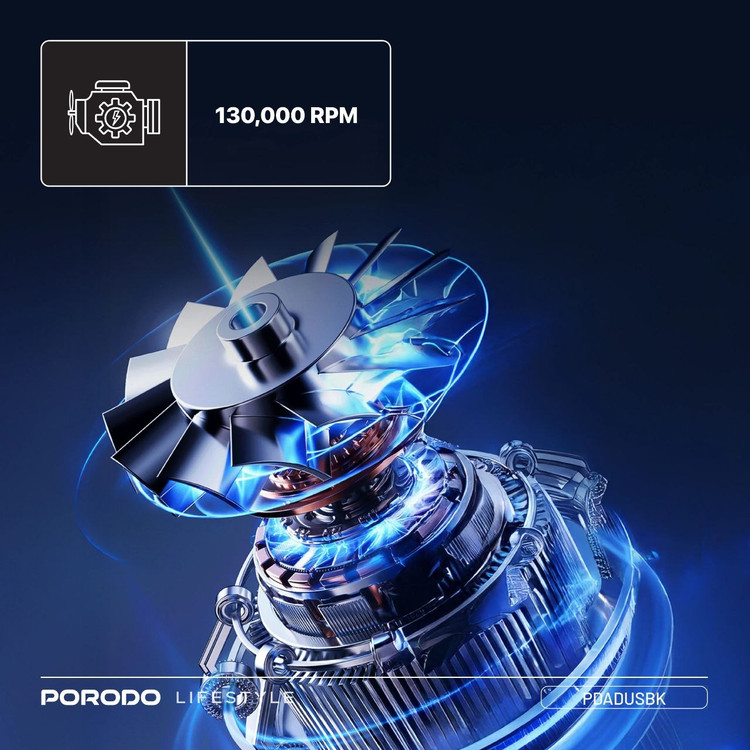 جت فن شارژی و قابل حمل Porodo Lifestyle TurboBlast مدل PDADUS با موتور ۱۶۰ وات با دور موتور 130 هزار