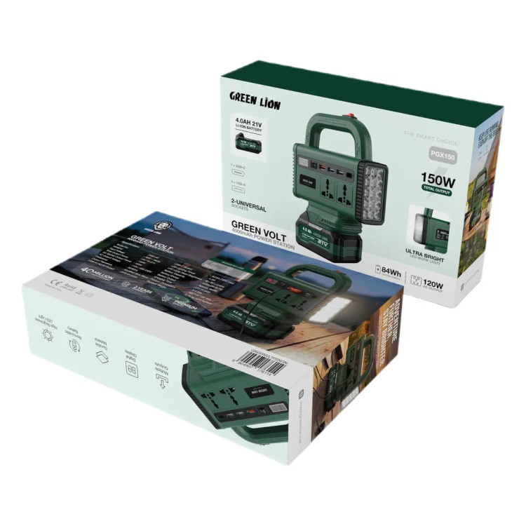 پک پاور استیشن قابل حمل Green Lion مدل Green Volt PGX150 با ظرفیت ۴۰۰۰ میلیآمپرساعت
