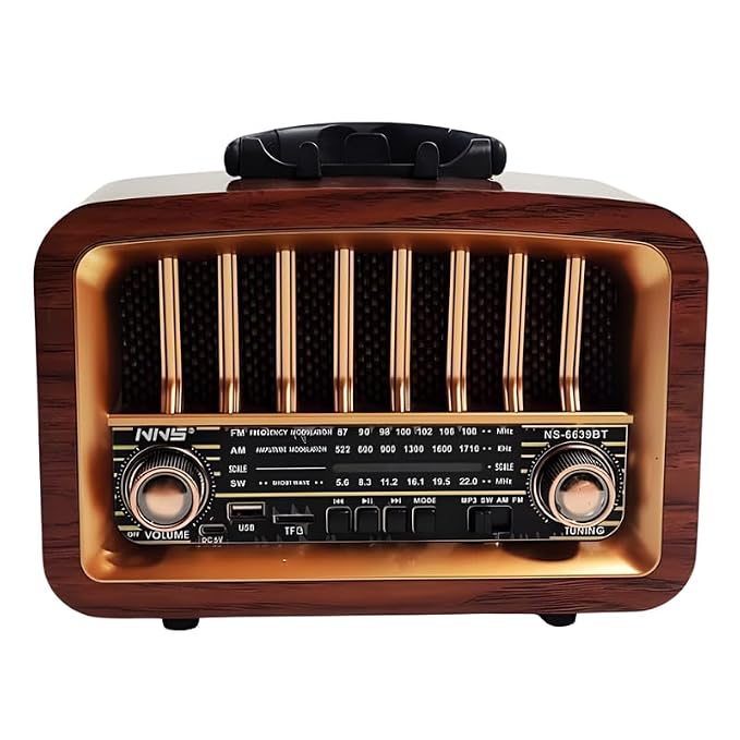 اسپیکر رادیو کلاسیک چوبی NNS-6656BT با بلوتوث و AM/FM/SW
