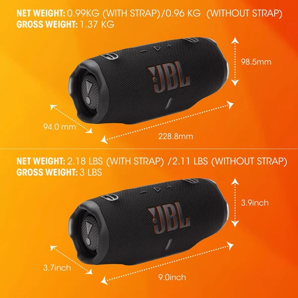 ابعاد و مشخصات اسپیکر بلوتوثی قابل حمل JBL Charge 6 قرمز با صدای JBL Pro و شارژدهی ۲۸ ساعته