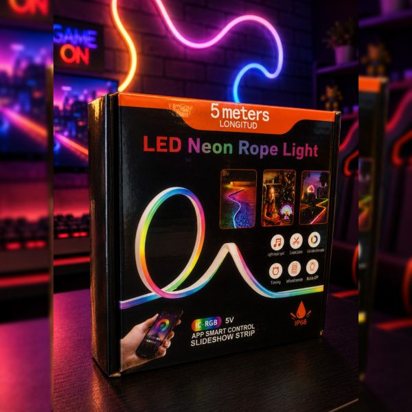ریسه نئون فلکسی RGB-IC برنامهپذیر ۵ متری رونده و حساس به صدا