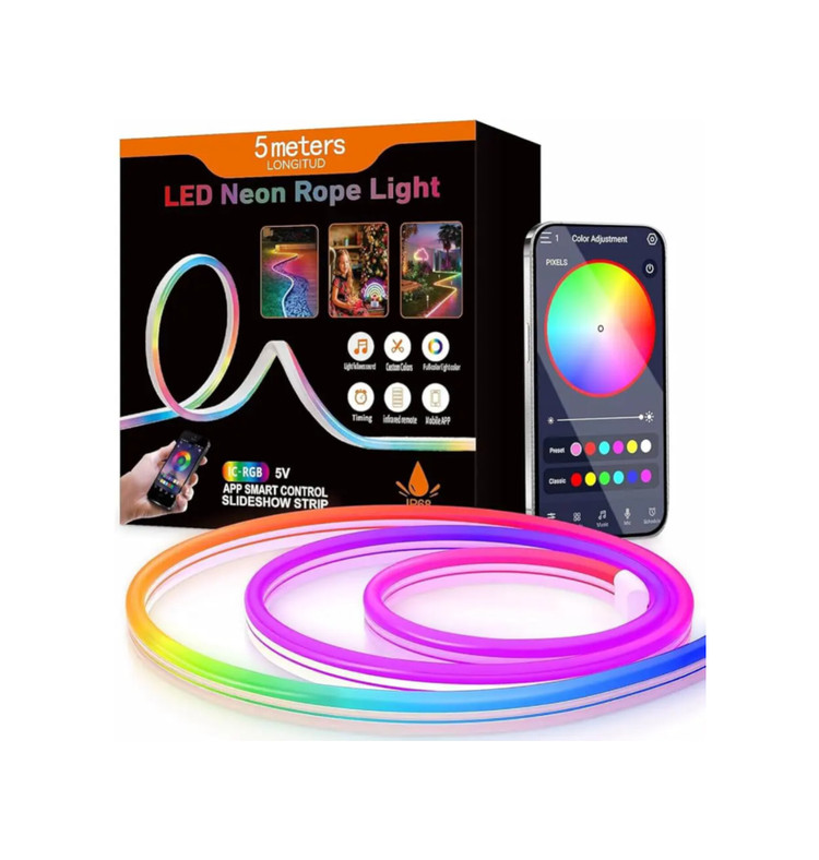 ریسه نئون فلکسی RGB-IC برنامهپذیر ۵ متری رونده و حساس به صدا