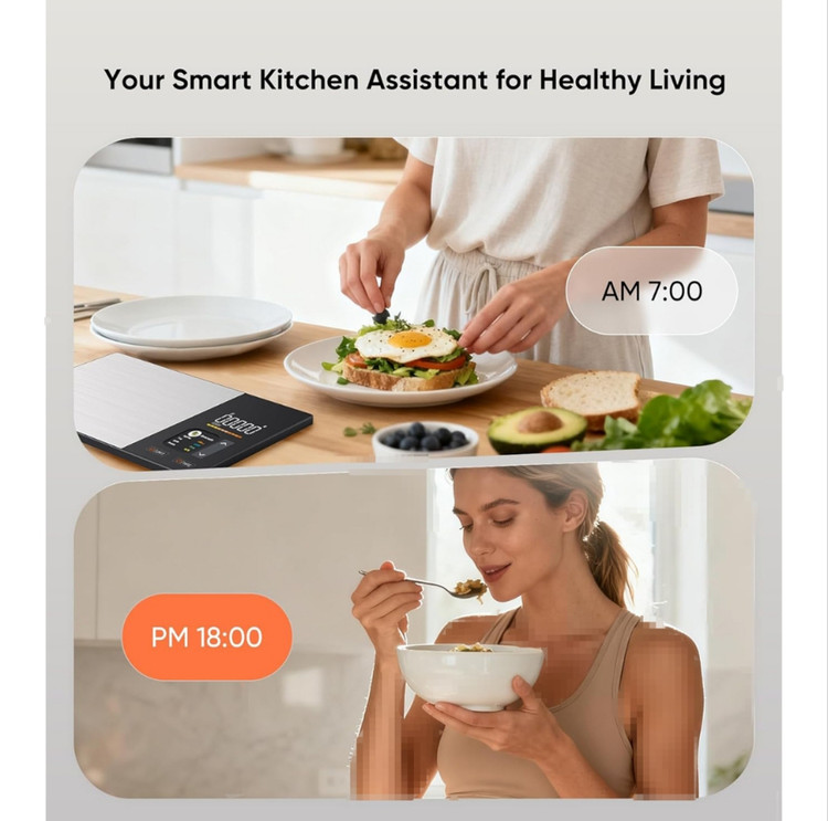 ترازو آشپزخانه هوشمند کالری شمار مدل KN2432WB با اتصال به Fitdays+ اشپزی هوشمند برای زندگی سالم