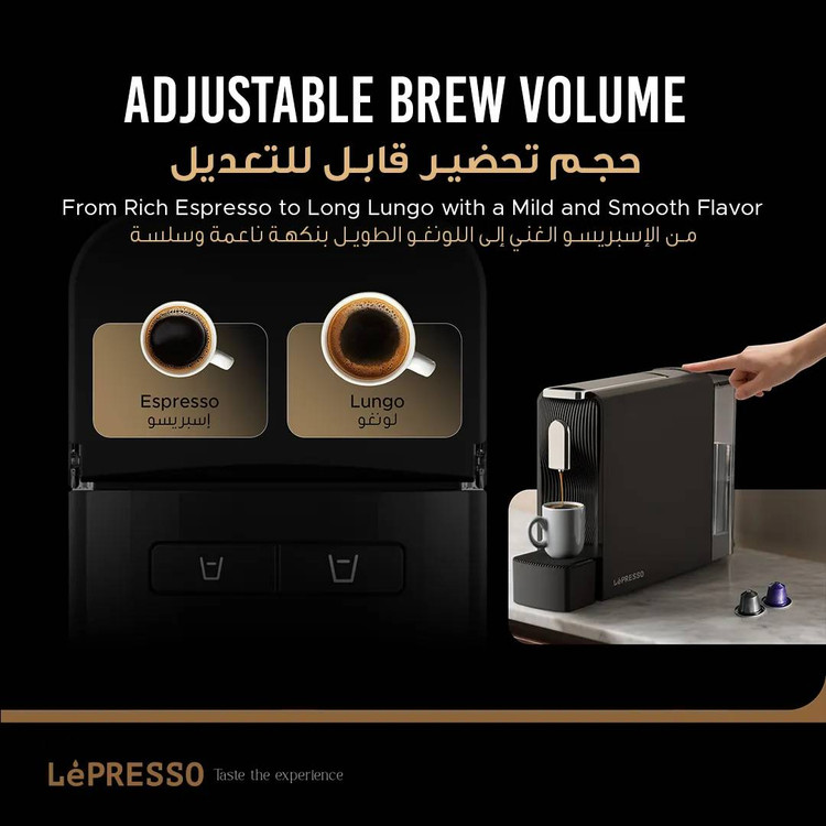 مشخصات اسپرسوساز کپسولی LePRESSO BARISTO مدل LPCFFMO04SBK با فشار ۱۹ بار