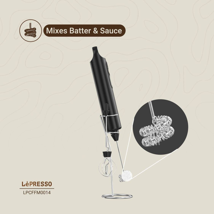 کفساز شیر و همزن شارژی دستی LePresso مدل LPCFFM0014 با ۳ سرعت و ۳ سری ترکیب کننده کره و سس